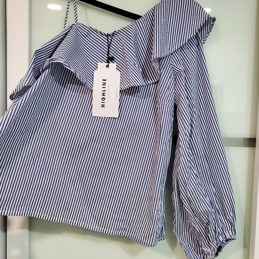 Highline Collective One Sleeve Ruffle Top - Picture 6 of 13